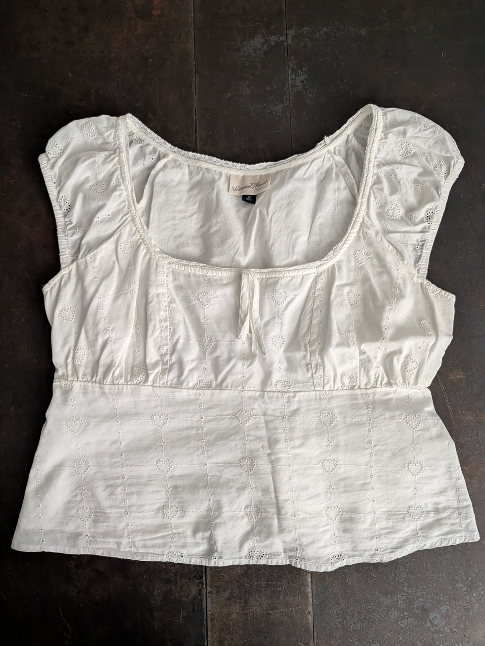 Universal Thread White Eyelet Peplum Scoop Neck Top